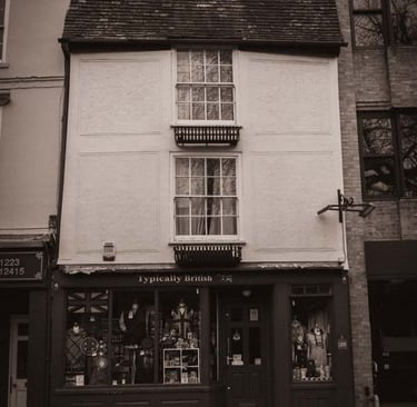 A picture of in old fashioned building and store in Cambridge, UK, Creator: Slawek Dejneka