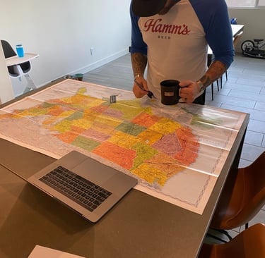 Planning travel and route through the united states of america