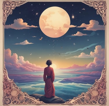 relax girl looking at the moon