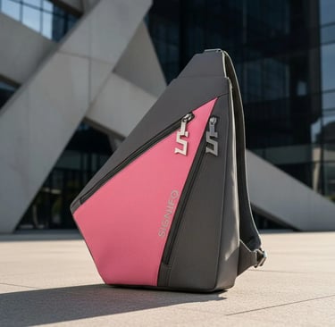 Tas selempang "Apollo" Signifo kanvas polyester pink dan abu-abu.