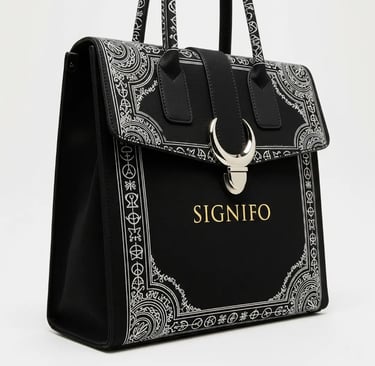 Tas satchel SIGNIFO "Book of Shadows" menunjukkan fungsionalitas modern dengan desain kuno.