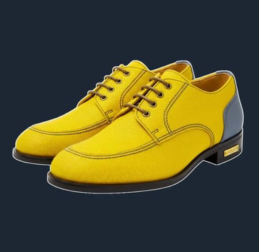 Sepatu oxford "Weaver's Stride" Signifo kanvas Cyber Yellow dan aksen biru.