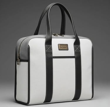 Tas tote putih abu-abu "Monochrome Frost" Signifo dengan detail hitam