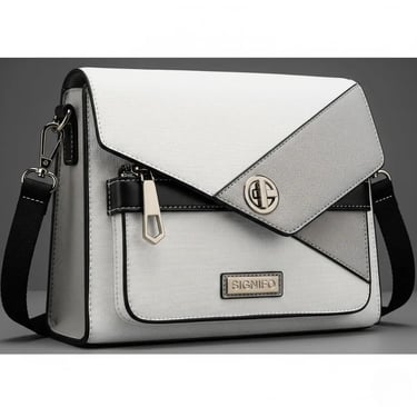 Tas satchel monokrom "Polar Monochrome" Signifo putih-abu