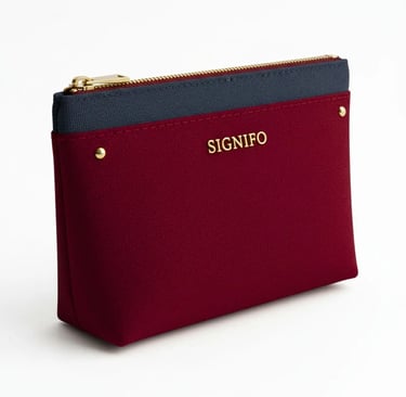 Pouch "Rêverie" Signifo merah marun dengan aksen biru tua