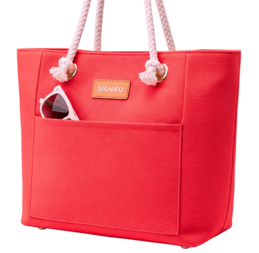 Tas tote SIGNIFO berwarna Salem dengan tali tambang, cocok untuk gaya liburan musim panas.