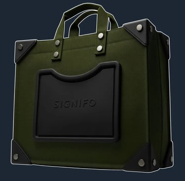 An oversized, extremely rigid tote with a severe, uncompromising rectangular shape and sharp, molded corners.
