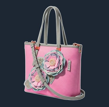 A simple, elegant, and structured tote with a clean, vertical silhouette, designed to act as a canvas for artistry.