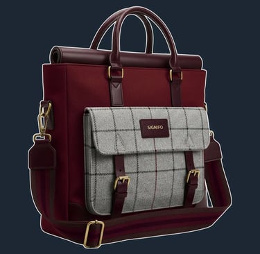 A classic, structured 'briefcase tote' with a top-handle, a sturdy rectangular form, and reinforced leather corners.
