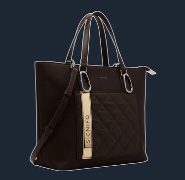 A sleek, minimalist north-south tote with a very clean, rectangular silhouette.