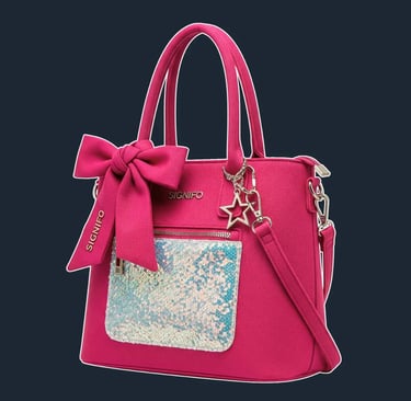 A medium-sized, structured tote with a slight 'A-line' flare and a playful, oversized bow attached to one handle.