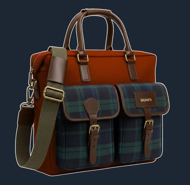 A structured, vertical 'briefcase' tote with a top flap, multiple compartments, and a sturdy, professional silhouette.