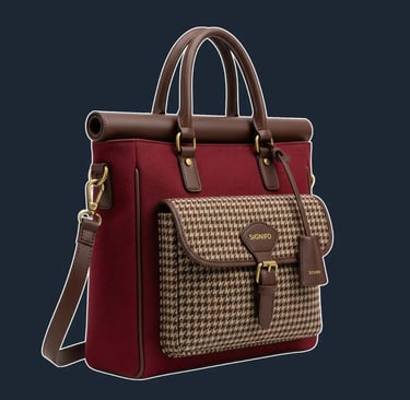 A classic, structured satchel-style tote with a fold-over top flap and a sturdy, boxy shape.