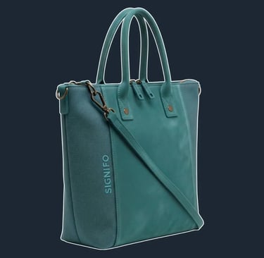 A sleek, minimalist tote with a clean, vertical silhouette and a zip top.