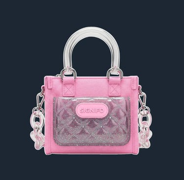 A compact, structured, and boxy 'mini-tote' with a slightly glossy finish.