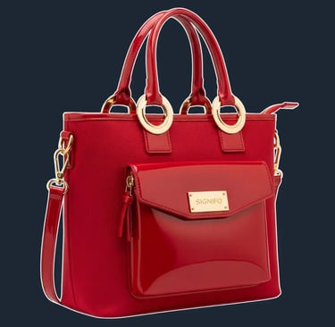 A structured, sharp-angled, east-west rectangular tote bag.