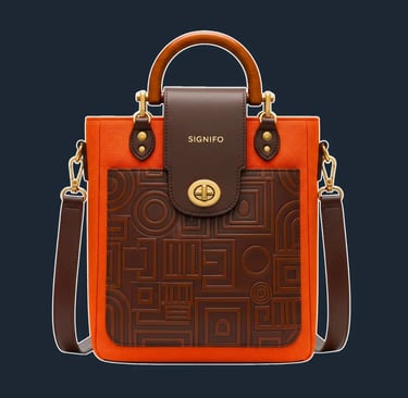 A structured, vertical tote with a clean rectangular shape and a distinctive fold-over top flap.