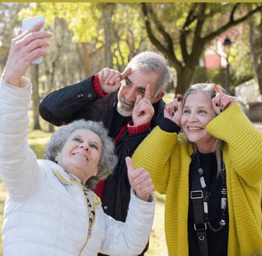 Elders having fun taking a selfie