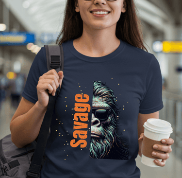 women wearing fun bigfoot travel shirt