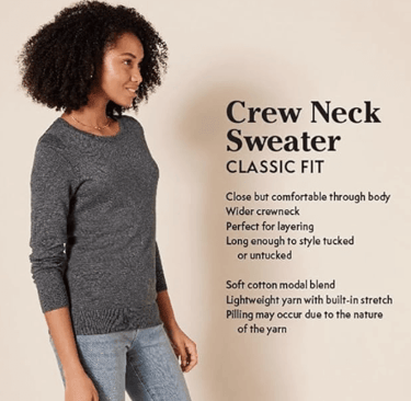 best travel outfits for women, women wearing crew neck sweater