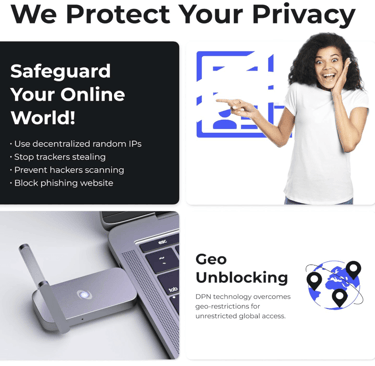 a woman showing Deeper Connect Air Pocket Travel Router