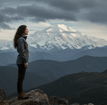 Traveler featuring adaptable travel clothes for Alaska adventure gear in Denali National Park.