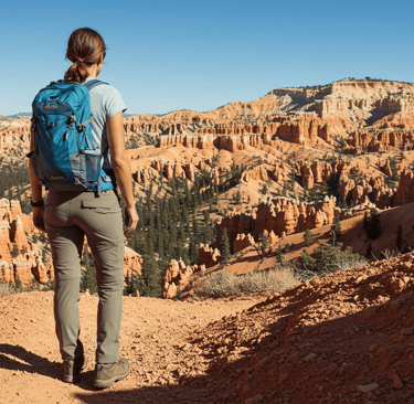 Digital nomad demonstrating versatile clothing for nomads, transitioning from work to hiking