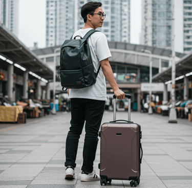 a travel bag and trendy backpack