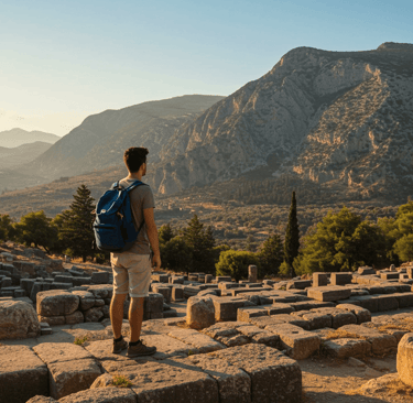 Traveler on a Europe vacation using a Modern Travel Backpack