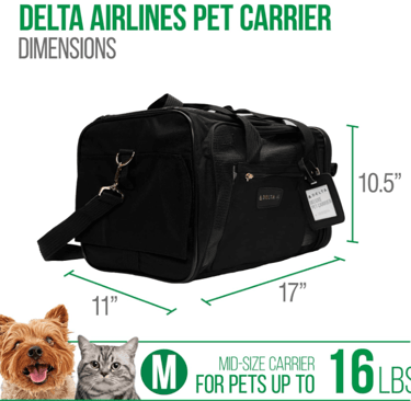 soft-sided pet carrier, a secure way to travel to pet friendly cabin rentals.