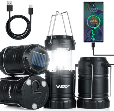 a group of black lanterns with a solar panel