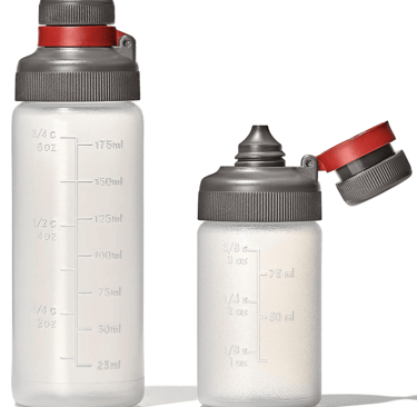 a bottle of water and a measuring scale