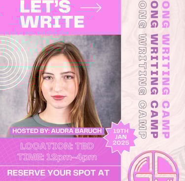 Poster for GRL LET'S WRITE, songwriting camp hosted by Audra Baruch