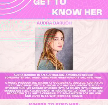 Bio for GRL LET'S WRITE, songwriting camp hosted by Audra Baruch