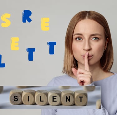 Woman doing silent signal