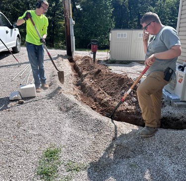 Our crew of electricians & HVAC techs working on a mini-split installation in Wappapello, MO