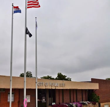 Image of the old location of Poplar Bluff, MO City hall where Aaron worked as a building inspector