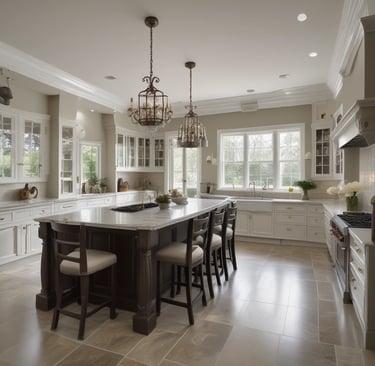 A person is taking a photograph with a professional camera. The scene is outdoors in front of a building with white columns and a fence. In the background, a few people wearing reflective vests are visible, suggesting a street or construction setting. The lighting is natural, with warm tones.