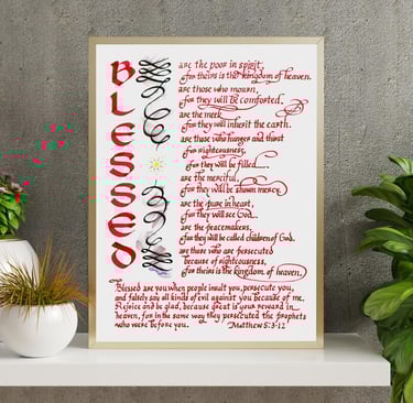 Blessed Bible Verse Calligraphy Art