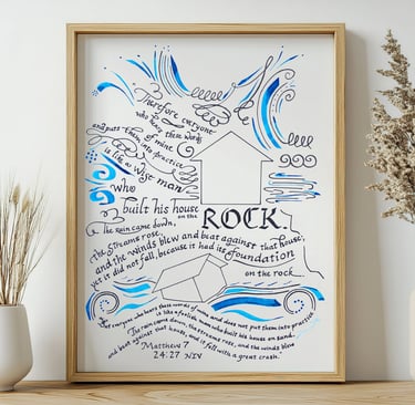 Matthew 7 24-27 Bible Verse Calligraphy Art