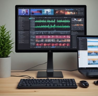 black DJ turn table next to laptop computer
