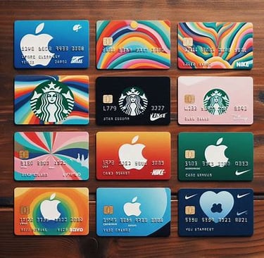 a variety of credit cards with various colors and designs