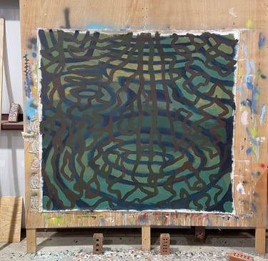 back pond reflection underpainting