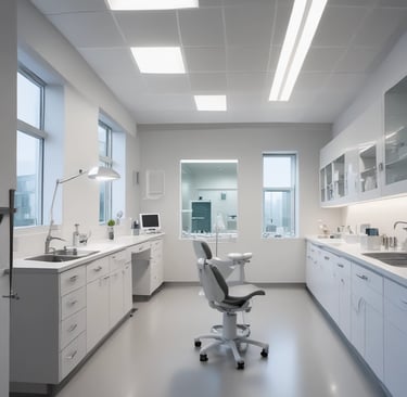 A modern dental laboratory with advanced equipment.