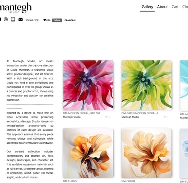 Mantegh Studio's online store for custom and limited edition art works