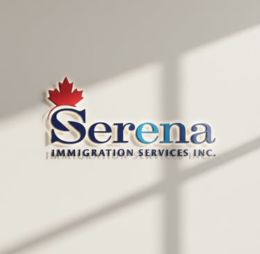 Serena Immigration indoor signage, logo and brand identity design by : Mantegh Studio