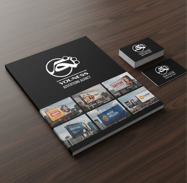 Uounes Advertising agencey logo and sample catalogue design by : Mantegh Studio 