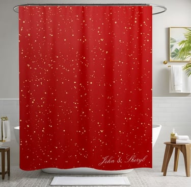 Elegant Red and Gold Sparkle Glitter Shower Curtain
