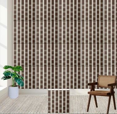 Brown and White Gingham Checkered Pattern Tile