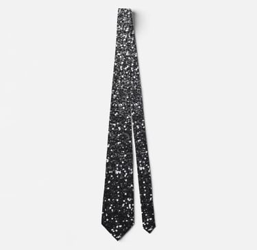 Elegant Black & Silver Ombre Glitter Sparkle Neck Tie